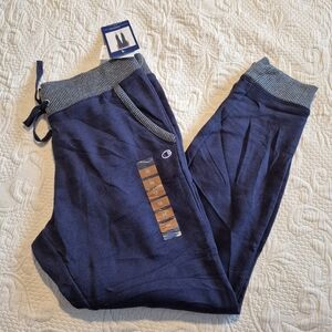 Champion women's size Medium navy with sparkly silver trim and cuffs joggers NEW